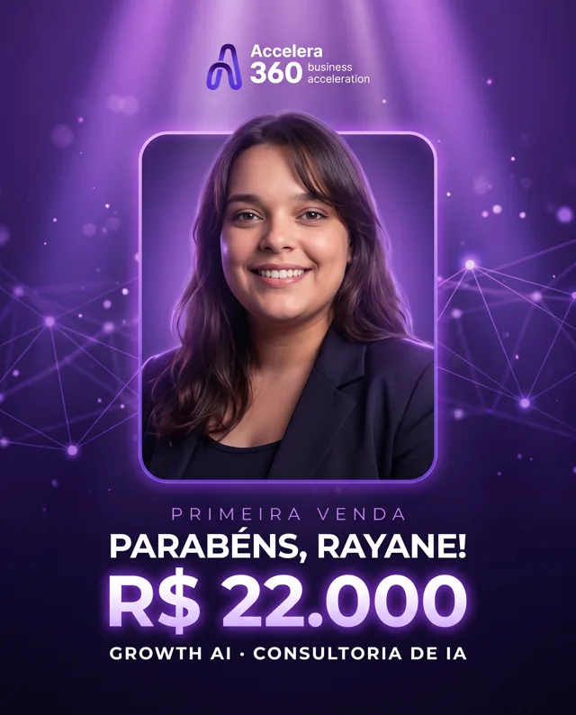Rayane fechou R$ 22.000, Primeira venda · consultoria de IA